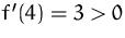 $f'(4)=3 \gt$