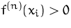$f^{(n)}(x_i)\gt$