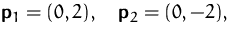$\mathsfbf{p}_1 = (0,2), \quad \mathsfbf{p}_2 = (0,-2),$