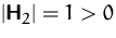 $\vert\mathsfbf{H}_2\vert = 1 \gt 0$