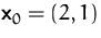 $\mathsfbf{x}_0 = (2,1)$