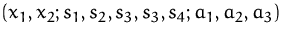 $(x_1,x_2;s_1,s_2,s_3,s_3,s_4;a_1,a_2,a_3)$