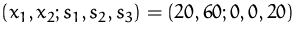 $(x_1,x_2;s_1,s_2,s_3) = (20,60;0,0,20)$