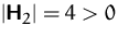 $\vert\mathsfbf{H}_2\vert = 4 \gt 0$