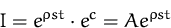 \begin{displaymath}
I = e^{\varrho s t} \cdot e^c = A e^{\varrho s t}\end{displaymath}