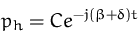 \begin{displaymath}
p_h = C e^{-j(\beta + \delta)t}
 \end{displaymath}