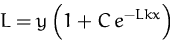 \begin{displaymath}
L=y \left(1+C\,e^{-Lkx}\right)\end{displaymath}