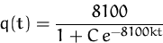 \begin{displaymath}
q(t)=\frac{8100}{1+C\,e^{-8100kt}}
 \end{displaymath}