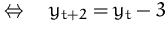 $\,\Leftrightarrow\quad
 y_{t+2} = y_t - 3$