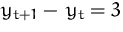 $y_{t+1}-\,y_t=3$