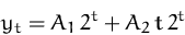 \begin{displaymath}
y_t=A_1\,2^t + A_2\,t\,2^t
 \end{displaymath}