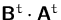$\mathsfbf{B}^t\cdot\mathsfbf{A}^t$