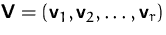 $\mathsfbf{V}=\left(\mathsfbf{v}_1,\mathsfbf{v}_2, \ldots, \mathsfbf{v}_r \right)$