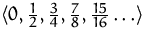 $\bigl<0,\frac{1}{2},\frac{3}{4},\frac{7}{8},\frac{15}{16}\ldots\bigr\gt$