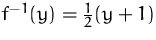$f^{-1}(y)=\frac{1}{2}(y+1)$