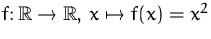 $f\colon{\mathbb R}\to{\mathbb R},\,x\mapsto f(x)=x^2$