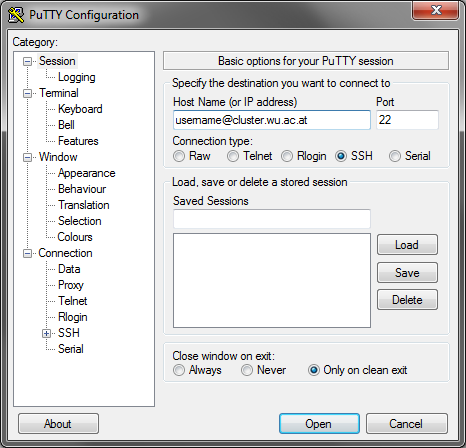 Configure PuTTY