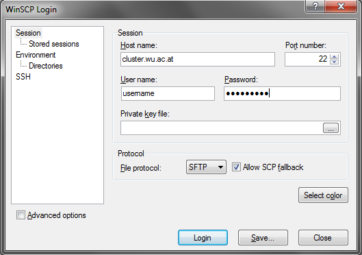 WinSCP Basic Config