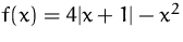 $f(x) = 4\vert x+ 1\vert - x^2$