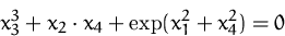 \begin{displaymath}
x^3_3 + x_2 \cdot x_4 + \exp (x^2_1 + x^2_4) = 0\end{displaymath}