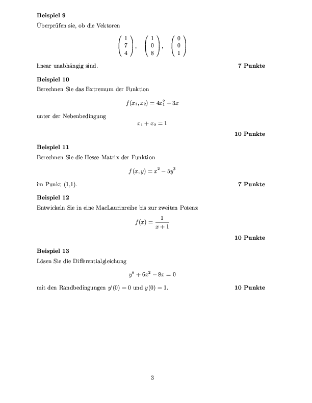 Musterklausur aus Mathematik für Volkswirte Seite 3