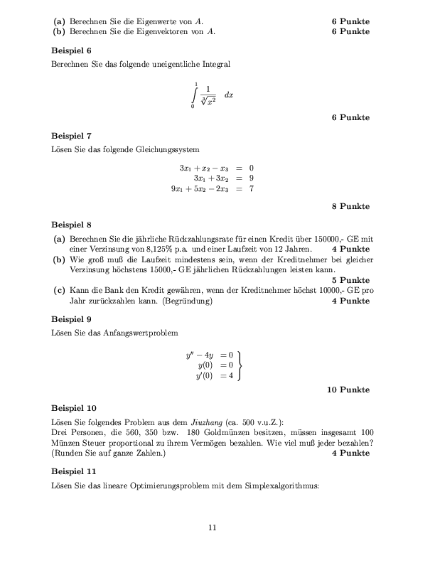 Musterklausur aus Mathematik für Volkswirte Seite 11
