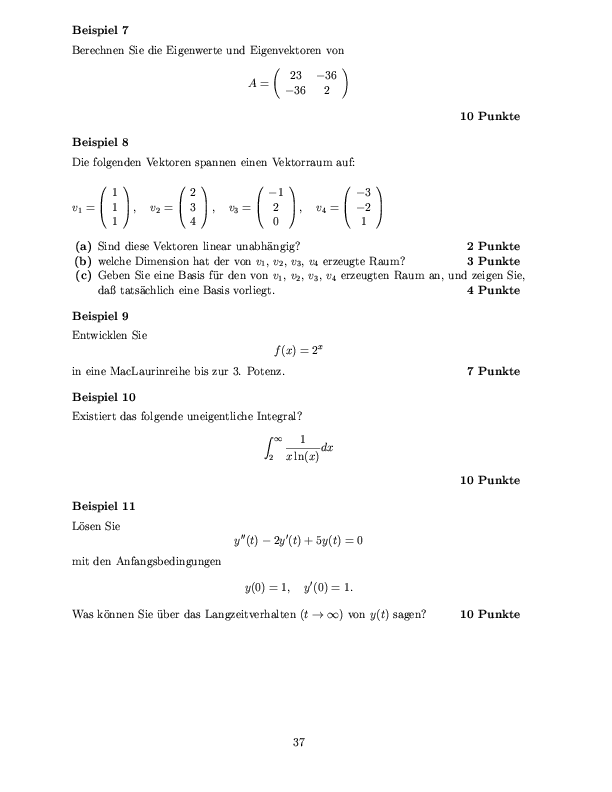 Musterklausur aus Mathematik für Volkswirte Seite 37