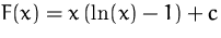 $F(x)=x\,(\ln(x)-1)+c$