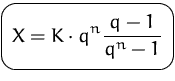 $\mbox{\ovalbox{$\displaystyle X=K\cdot q^n\frac{q-1}{q^n-1}$}}$