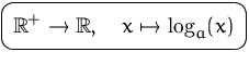 $\mbox{\ovalbox{$\displaystyle {\mathbb R}^+\to{\mathbb R},\quad x\mapsto\log_a(x)$}}$